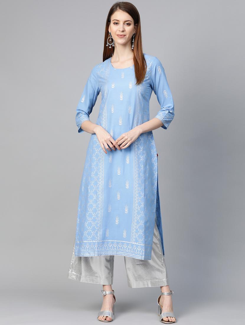 floral straight kurta - 17380738 - Zoom Image - 1