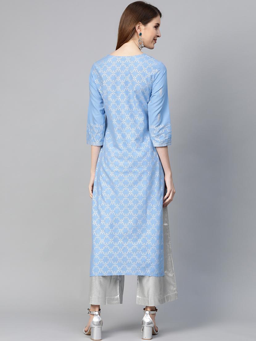 floral straight kurta - 17380738 - Zoom Image - 3