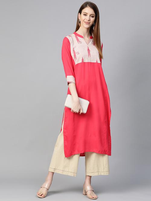 ikat straight kurta - 17380744 - Standard Image - 1