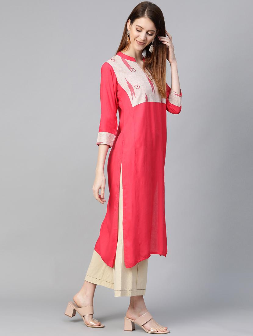 ikat straight kurta - 17380744 - Zoom Image - 2