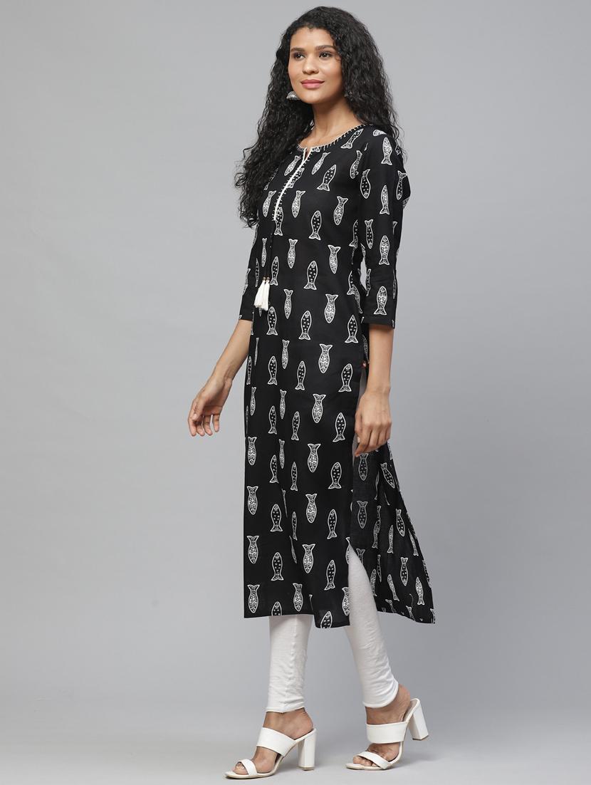 printed straight kurta - 17380748 - Zoom Image - 2