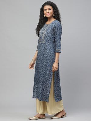printed straight kurta - 17380749 - Standard Image - 2