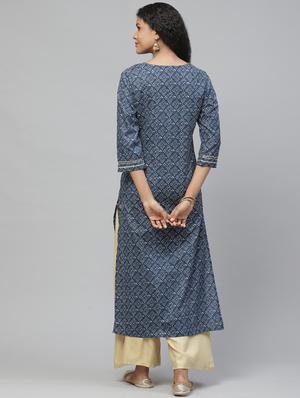 printed straight kurta - 17380749 - Standard Image - 3