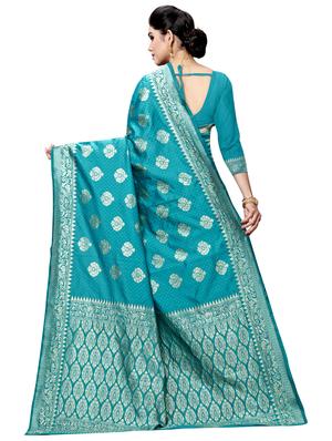 zari work woven saree with blouse - 17380930 - Standard Image - 2