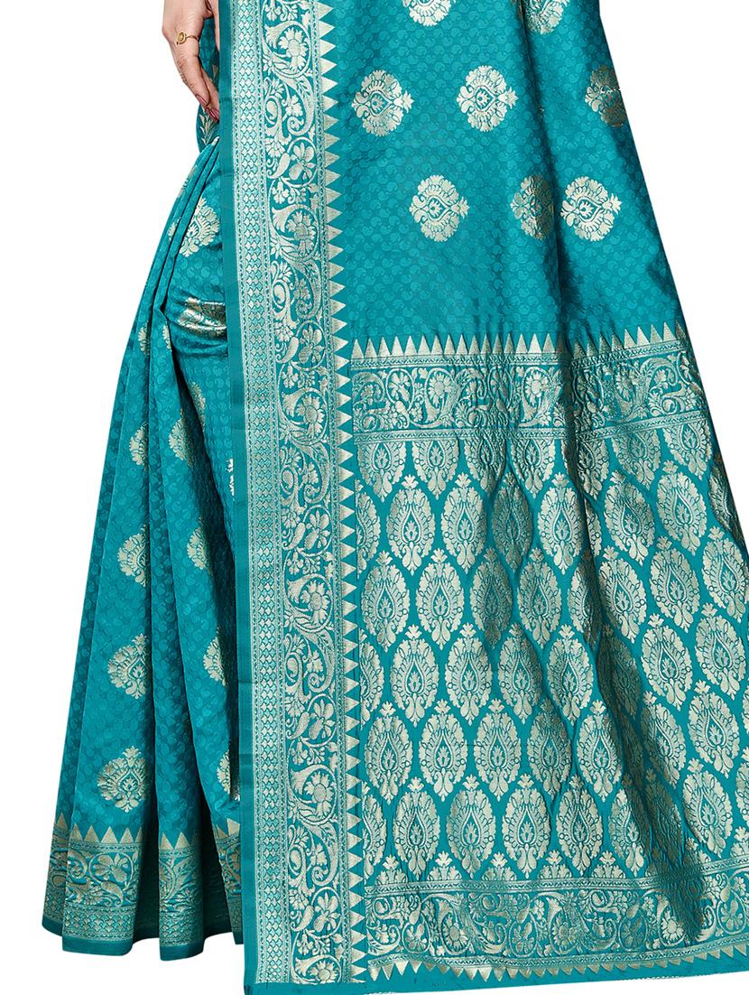 zari work woven saree with blouse - 17380930 - Zoom Image - 4