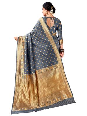 zari work banarasi saree with blouse - 17380986 - Standard Image - 2