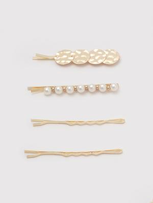 gold metal hair clips set of 4 - 17381184 - Standard Image - 2