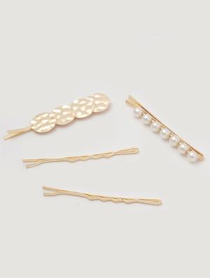 gold metal hair clips set of 4 - 17381184 - Standard Image - 3