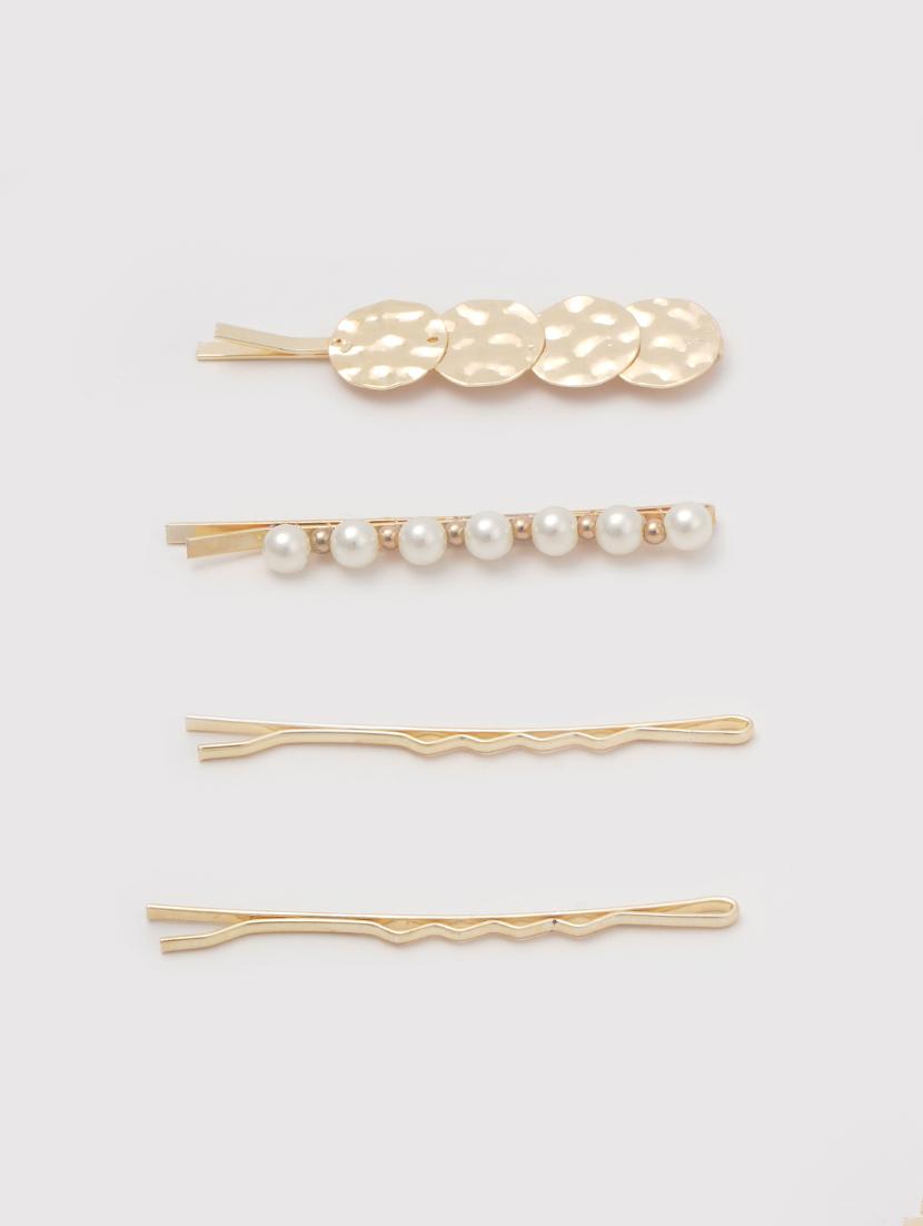 gold metal hair clips set of 4 - 17381184 - Zoom Image - 2