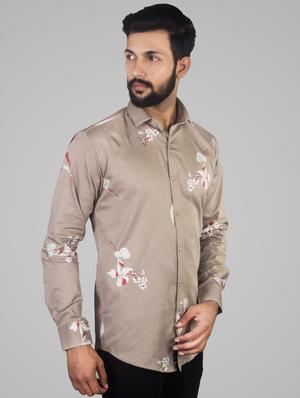 brown floral print casual shirt - 17381484 - Standard Image - 2