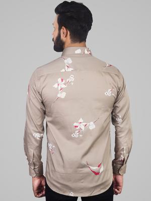 brown floral print casual shirt - 17381484 - Standard Image - 3