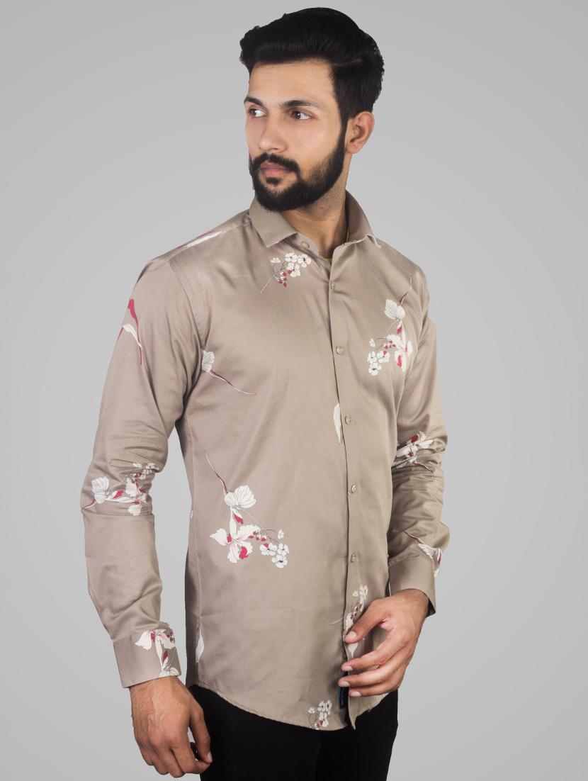 brown floral print casual shirt - 17381484 - Zoom Image - 2