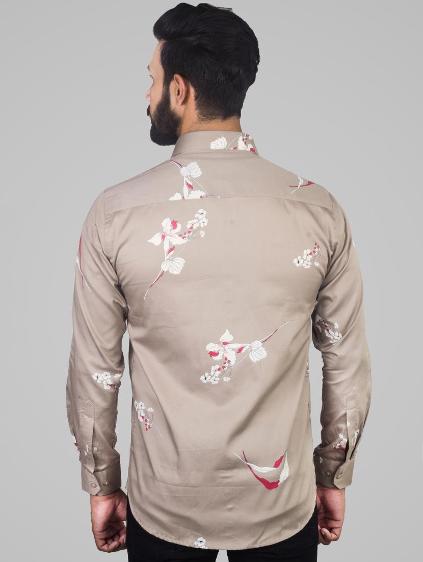 brown floral print casual shirt - 17381484 - Zoom Image - 3