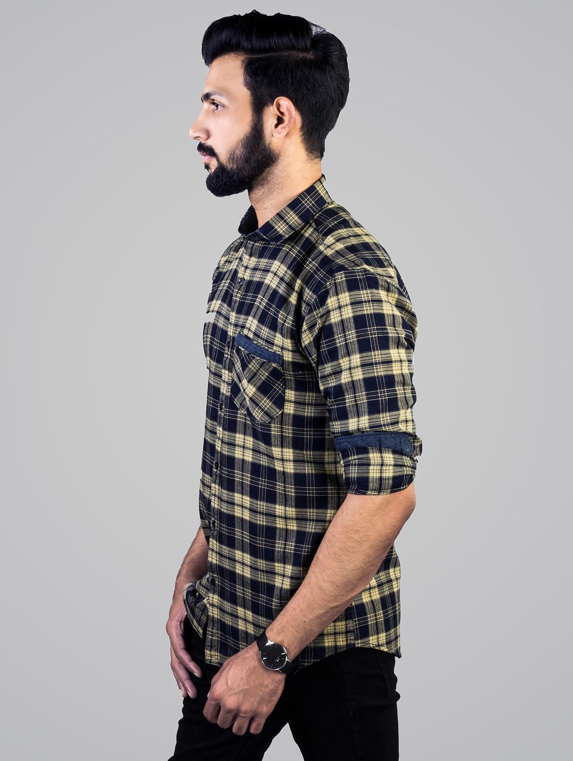beige checkered casual shirt - 17381489 - Zoom Image - 2