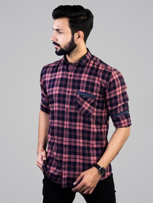pink checkered casual shirt - 17381495 - Standard Image - 1
