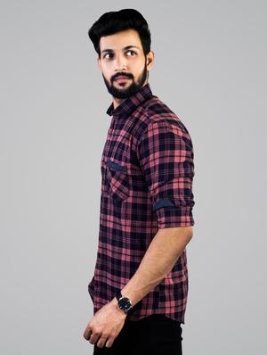 pink checkered casual shirt - 17381495 - Standard Image - 2