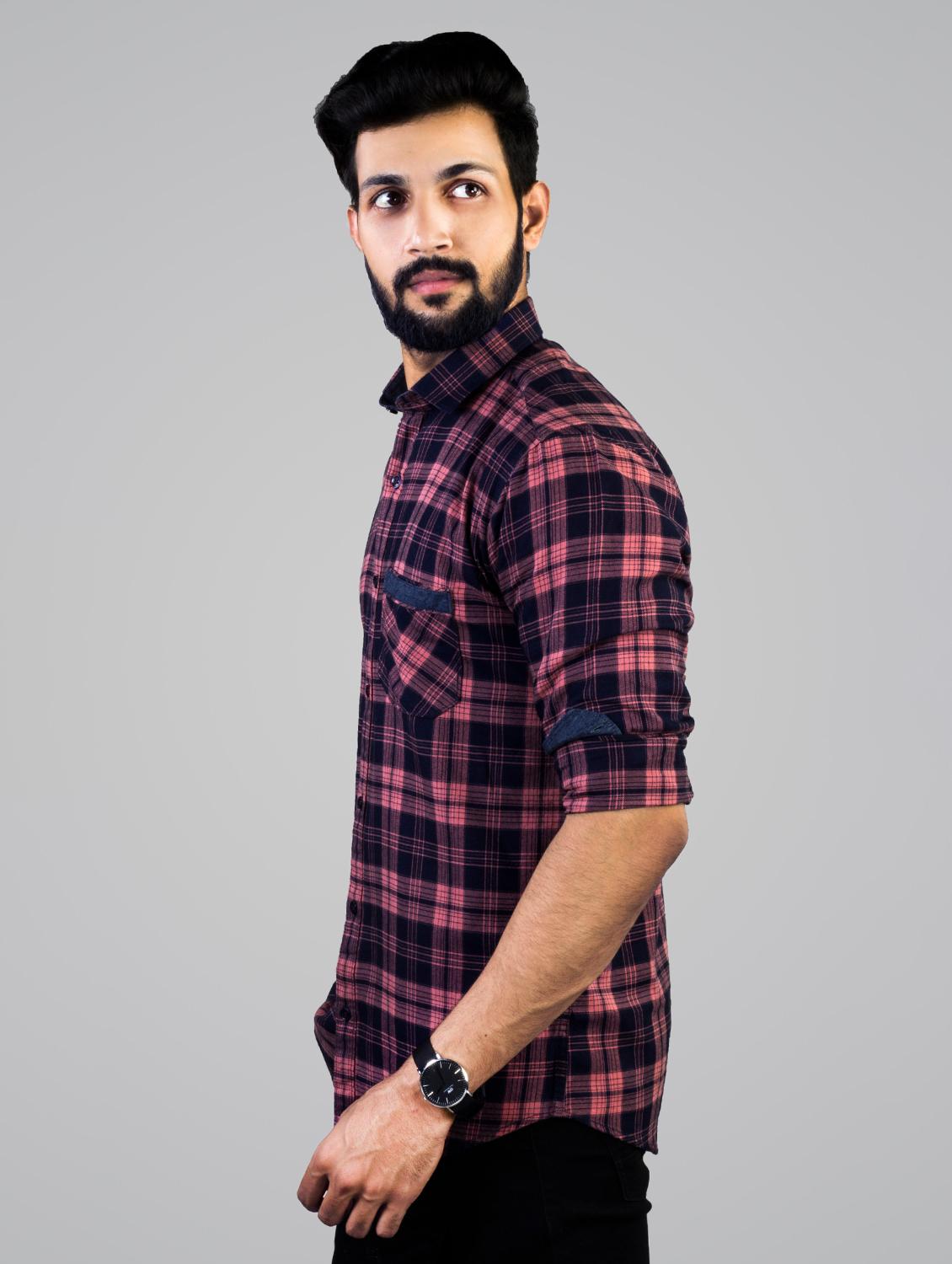 pink checkered casual shirt - 17381495 - Zoom Image - 2