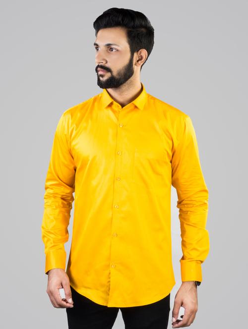 yellow solid casual shirt - 17381565 - Standard Image - 1