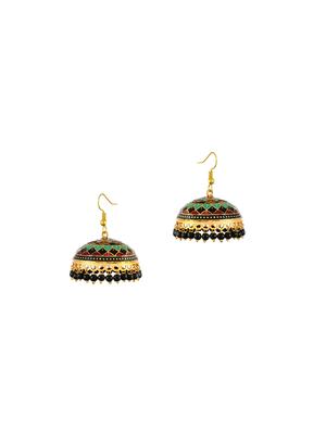 green brass jhumka earring - 17381776 - Standard Image - 2