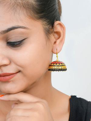 pink brass jhumka earring - 17381810 - Standard Image - 4