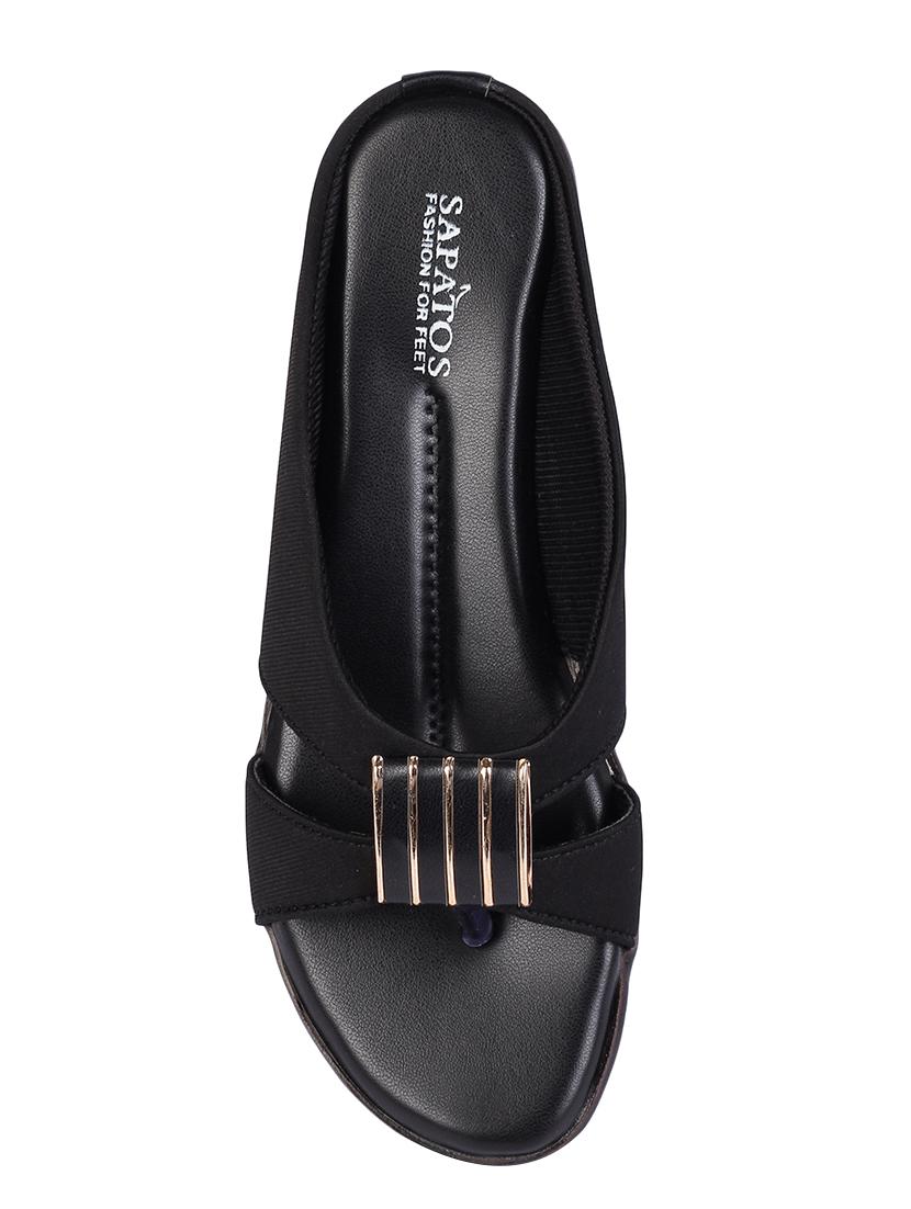 black synthetic slip on sandals - 17381818 - Zoom Image - 2