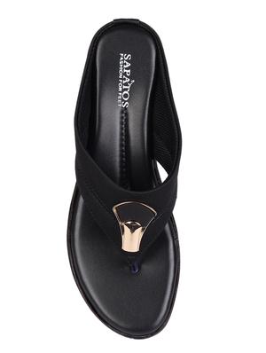 black synthetic toe separator sandals - 17381821 - Standard Image - 3