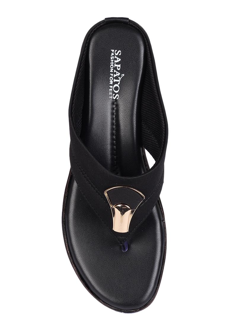 black synthetic toe separator sandals - 17381821 - Zoom Image - 3