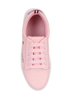 pink synthetic laceup sneakers - 17381836 - Standard Image - 3