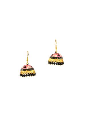 pink brass jhumka earring - 17381838 - Standard Image - 2