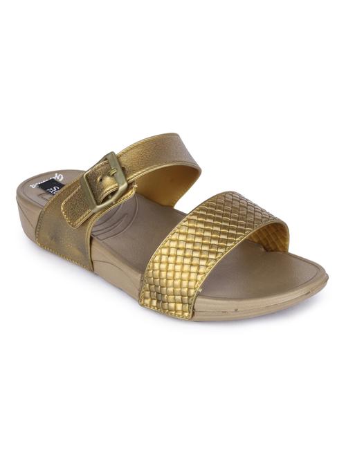 gold slip on sandals - 17381860 - Standard Image - 1