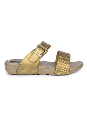 gold slip on sandals - 17381860 - Standard Image - 2