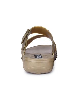 gold slip on sandals - 17381860 - Standard Image - 3