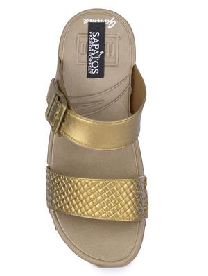 gold slip on sandals - 17381860 - Standard Image - 4