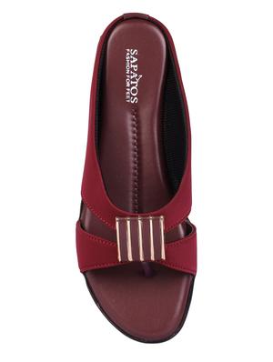 maroon slip on sandals - 17381903 - Standard Image - 4