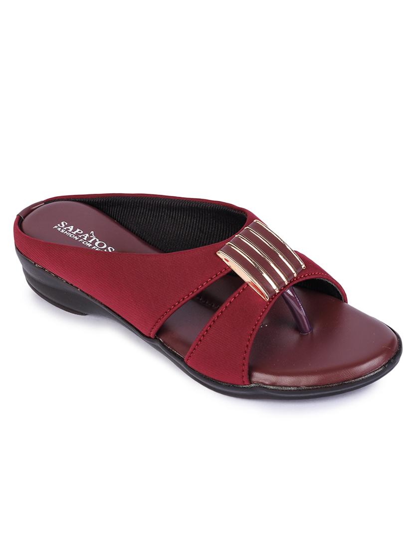 maroon slip on sandals - 17381903 - Zoom Image - 1