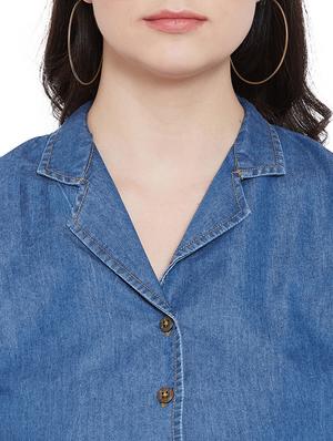 shirt collar button detail a-line dress - 17381908 - Standard Image - 5