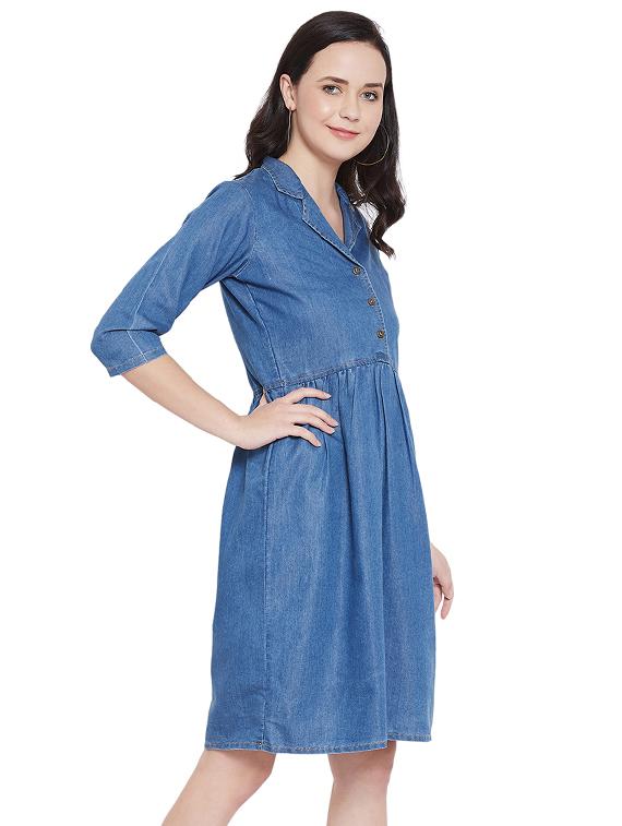 shirt collar button detail a-line dress - 17381908 - Zoom Image - 2