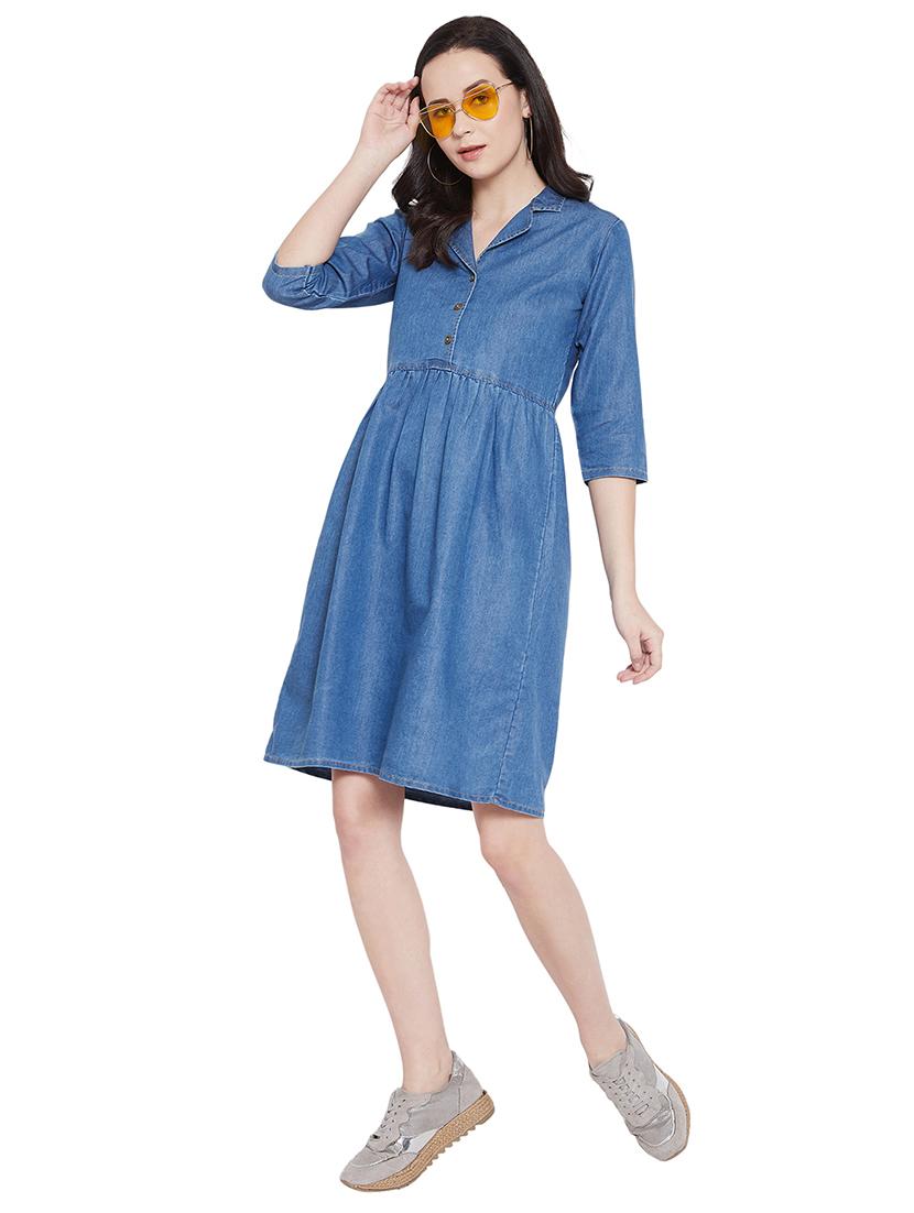 shirt collar button detail a-line dress - 17381908 - Zoom Image - 4