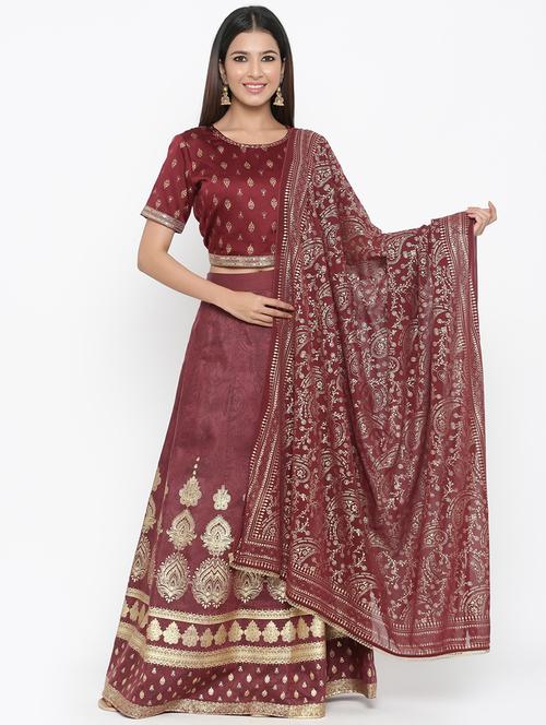 foil print flared lehenga - 17381944 - Standard Image - 1