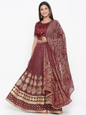 foil print flared lehenga - 17381944 - Standard Image - 2