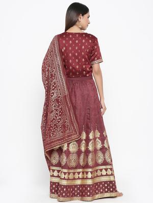 foil print flared lehenga - 17381944 - Standard Image - 3
