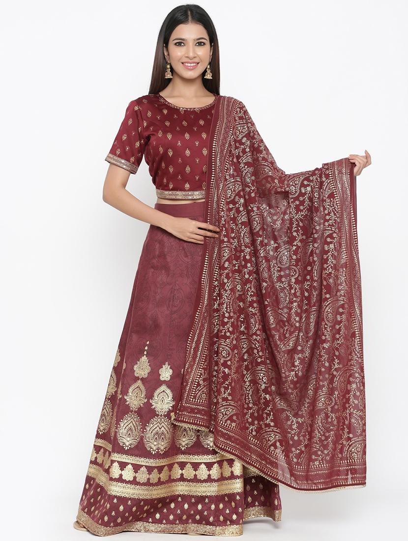 foil print flared lehenga - 17381944 - Zoom Image - 1
