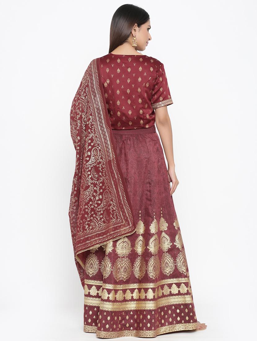 foil print flared lehenga - 17381944 - Zoom Image - 3