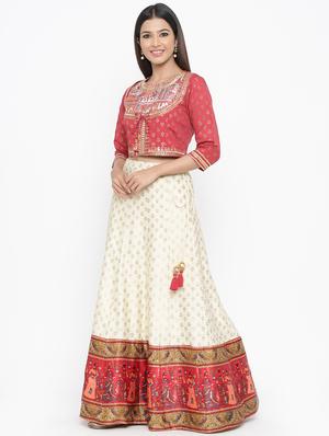 foil print flared lehenga - 17381945 - Standard Image - 2