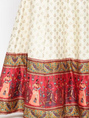 foil print flared lehenga - 17381945 - Standard Image - 5