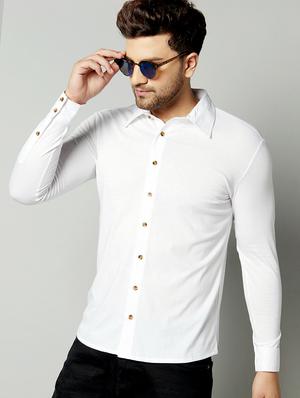white solid casual shirt - 17383254 - Standard Image - 2