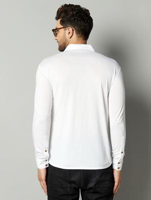 white solid casual shirt - 17383254 - Standard Image - 3