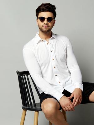 white solid casual shirt - 17383254 - Standard Image - 4