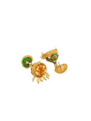 green brass jhumka earring - 17383290 - Standard Image - 3