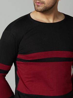 black color block cut & sew t-shirt - 17383302 - Standard Image - 4